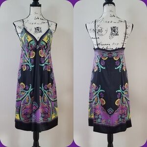 eci New York Printed Silk Slip Dress